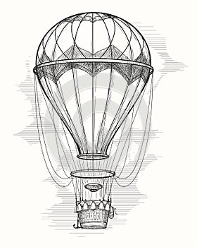 Retro hot air balloon sketch