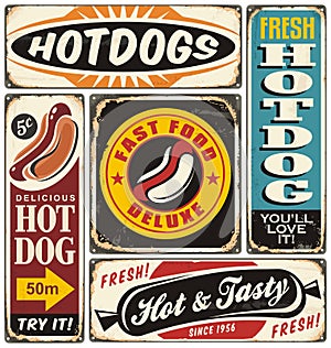 Retro hot dog signs collection