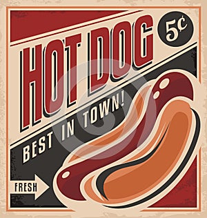 Retro hot dog vector poster design