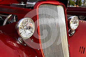 Retro Hot Rod Chrome Head Lights and Grill