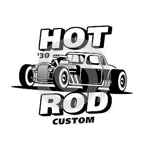 Retro Hot Rod Custom emblem logo vector illustration