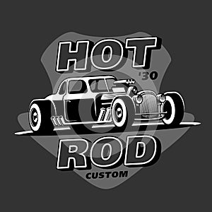 Retro Hot Rod Custom emblem logo vector illustration