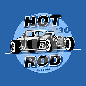 Retro Hot Rod Custom emblem logo vector illustration