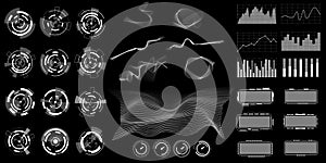 Retro hud frame. Digital futuristic ui game digital forms, 3d future cyberpunk, sci fi infographic with minimal techno