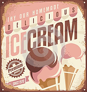 Retro ice cream tin sign