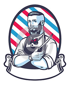 Retro illustration of barber man