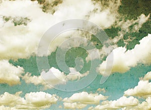 Retro image of blue cloudy sky