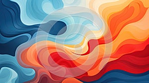 A retro-inspired abstract blue orange background with bold patterns, psychedelic colors by AI generated