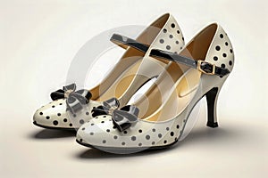 Retro-Inspired Polka Dot Heels with Bow Detail