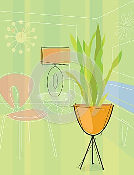 Retro-inspired room (Vector)