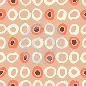 Retro Irregular Shaped Circles Set Vector Seamless Pattern. Modern Mid-Century Abstract Polka Dot Geometric Background