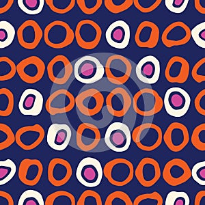 Retro Irregular Shaped Circles Set Vector Seamless Pattern. Modern Mid-Century Abstract Polka Dot Geometric Background photo