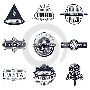 Retro italian cuisine restaurant labels, logos