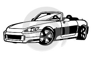 Retro japanese drifting cabriolet car vector metal cutting