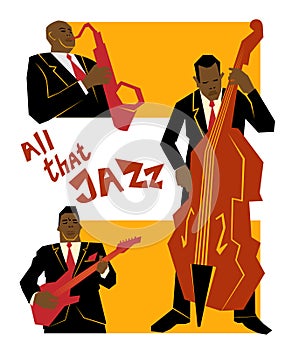 Retro jazz music concept, band, old school illustration for advertising, posters and cover Festival