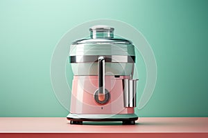 A retro juicer for extracting fresh juices, promoting a nutritious lifestyle.AI generated