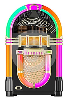 Retro jukebox, front view. 3D rendering