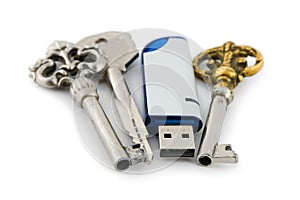 Retro keys and computer flash drive