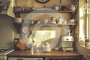 Retro kitchen in natural colors, shabby chic vintage