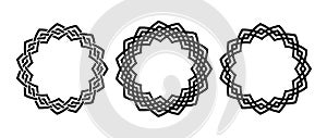 Retro knot circle frame set. Vintage celtic round border collection. Braid and rope ornament and motif pattern for