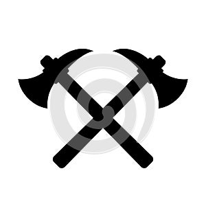 Retro labour emblem crossed axes icon