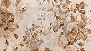 Retro Lace Floral Seamless Pattern Monotone Sepia Brown Fabric Background