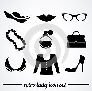 Retro lady accessories illustration.