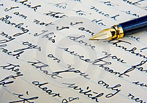 Retro letter with fountain pen.