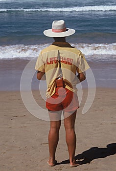 Retro Life Guard on Duty Bondi Beach Australia