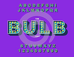 Retro light bulb bright alphabet. Vector of modern bold font and alphabet. Vintage Alphabet vector.