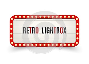 Retro lightbox billboard vintage frame. Vintage banner light box. Cinema or show signboard decoration advertise