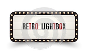 Retro lightbox billboard vintage frame. Vintage banner light box. Cinema or show signboard decoration advertise