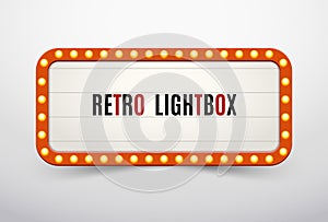 Retro lightbox billboard vintage frame. Vintage banner light box. Cinema or show signboard decoration advertise