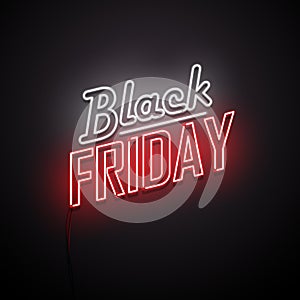 Black Friday Sale background. Neon sign. Vector illustration.