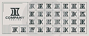 Retro line abstract shape initial letter D DD logo set