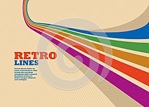 Retro lines vector abstract background, 3D dimensional perspective vintage graphic design art poster, wallpaper in a style of