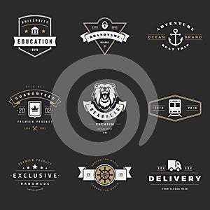 Retro Logotypes vector set. Vintage graphics