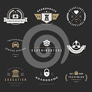 Retro Logotypes vector set. Vintage graphics