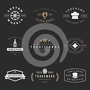 Retro Logotypes vector set. Vintage graphics