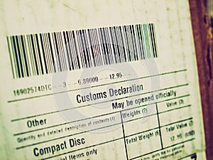 Retro look Customs declaration