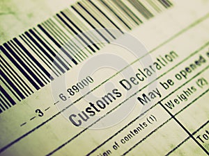 Retro look Customs declaration