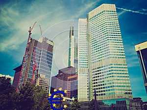 Retro look European Central Bank in Frankfurt