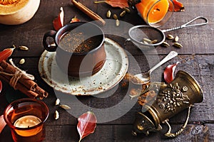 Retro looking image of cup of spiced coffee