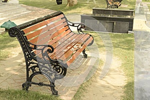 retro looking park bench photo