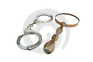 Retro Magnifying Glass and Handcuffs