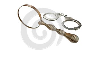 Retro Magnifying Glass and Handcuffs