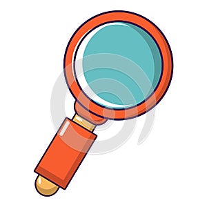 Retro magnifying glass icon, cartoon style