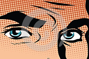 Retro male blue eyes pop art