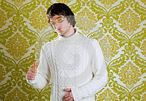 Retro man vintage glasses and turtleneck sweater