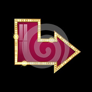 Retro marquee arrow sign with blubs for element design